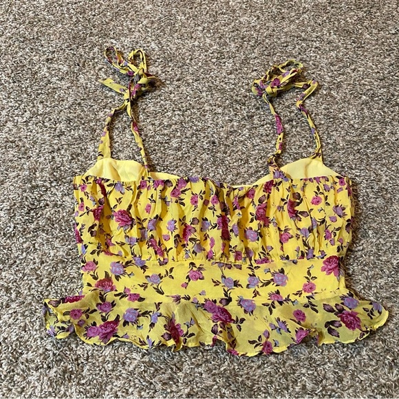 FOR LOVE & LEMONS Beaumont Top in Yellow Floral Size Small - Picture 5 of 10